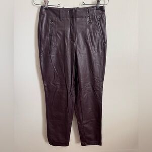 The Limited Faux Leather Burgundy Cropped Pants